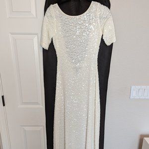 BCBGMaxAzria white sequin gown in size XS